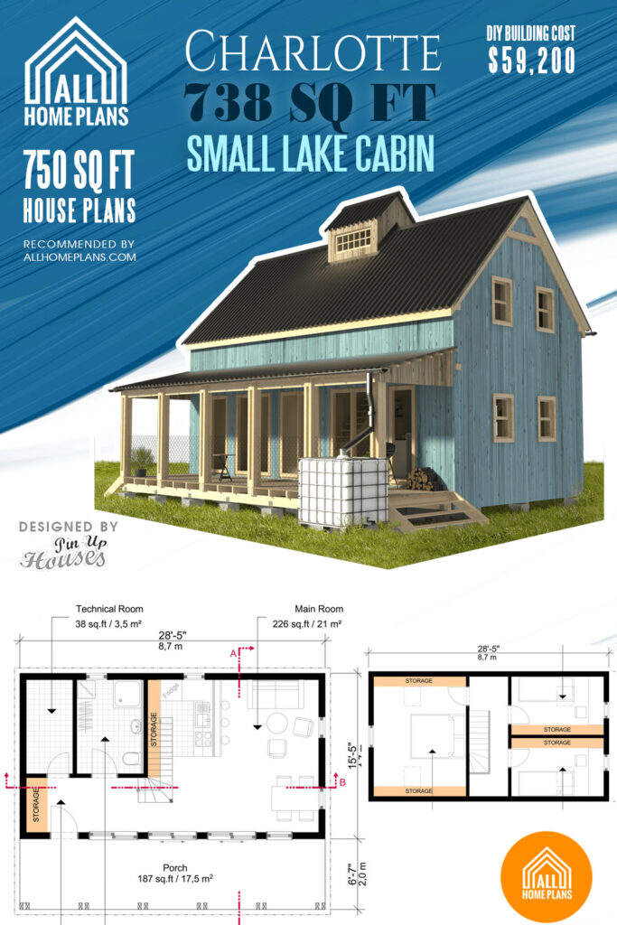 energy efficient 750 sq. ft. house plans -Charlotte 