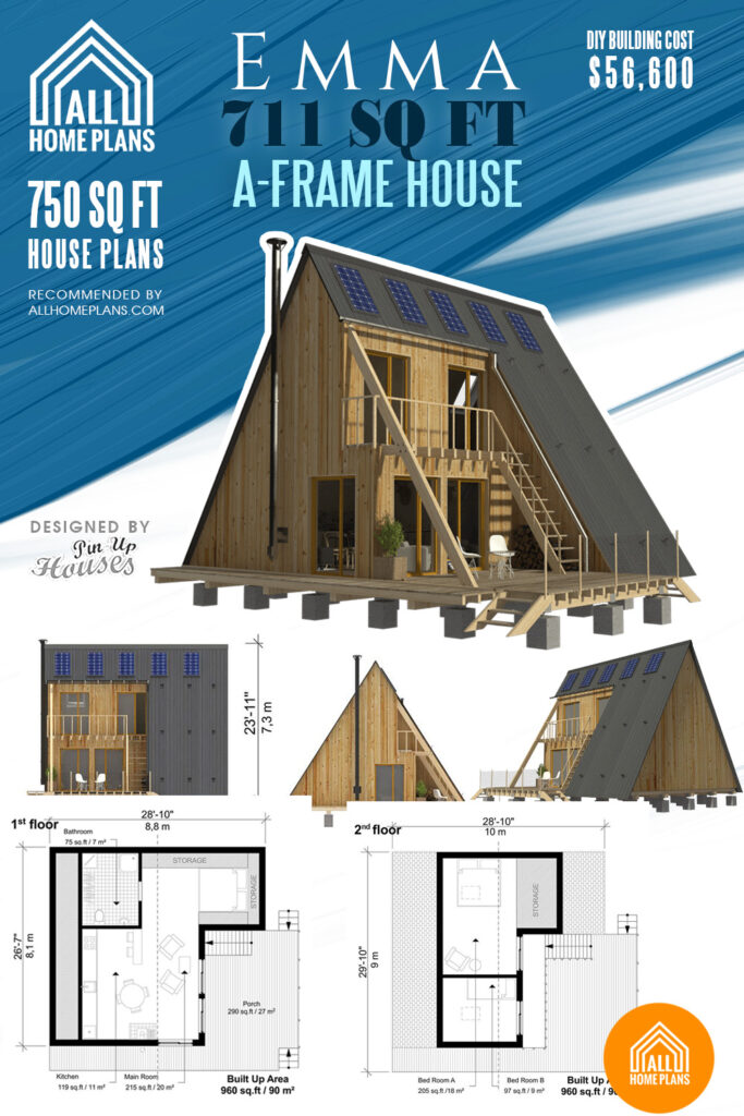 A-Frame House Plans under 750 sq ft